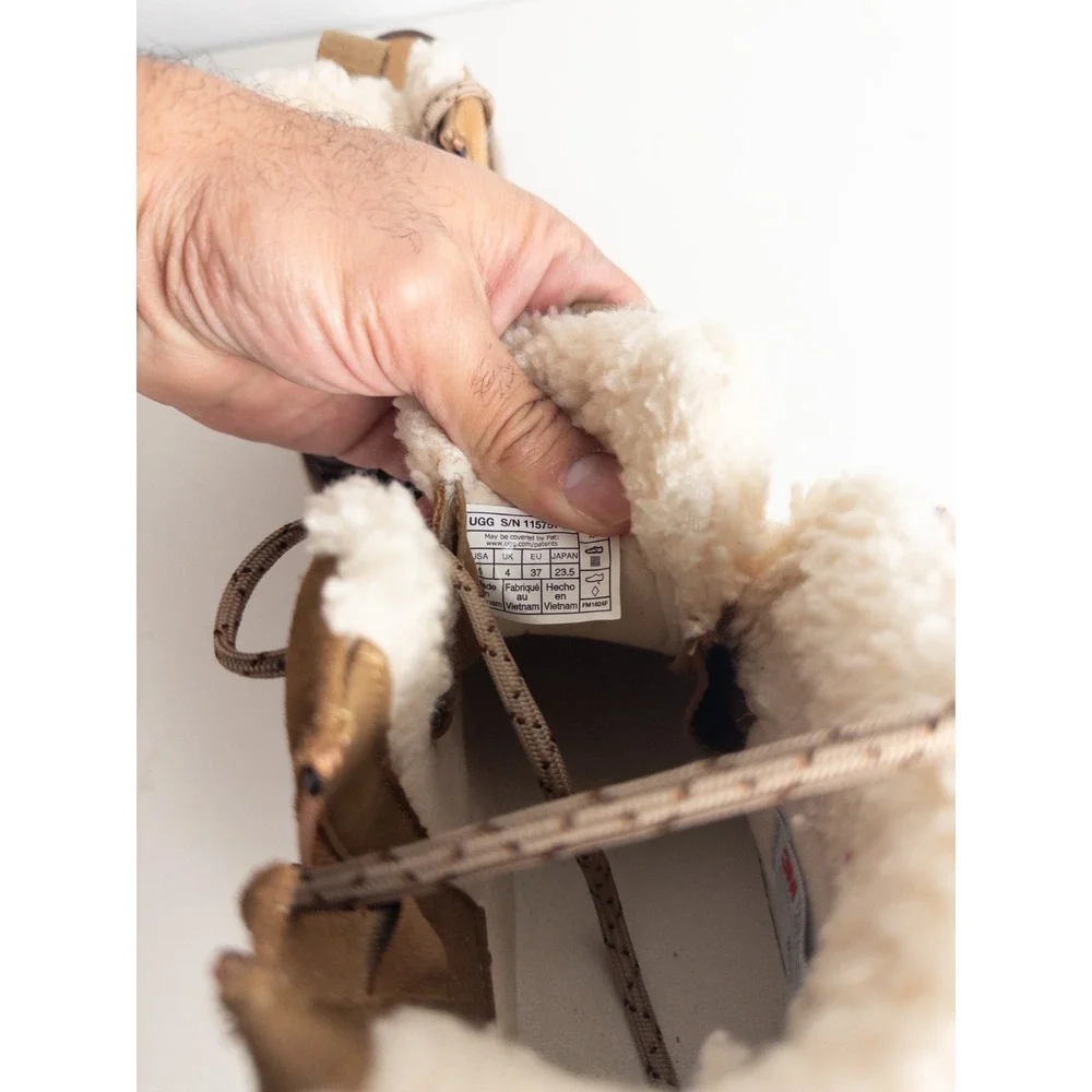 UGG Terretrail Cozy‎ Winter Boot Girls US 5 Borwn Suede Sherpa Lace Up